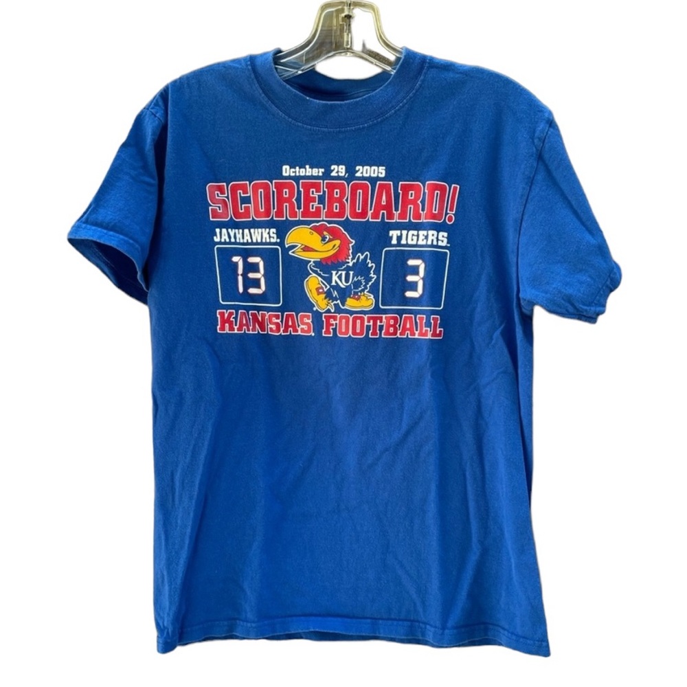 Step Ahead Sportswear 2005 Jayhawks vs Tigers Scoreboard Short Sleeve Tee Small